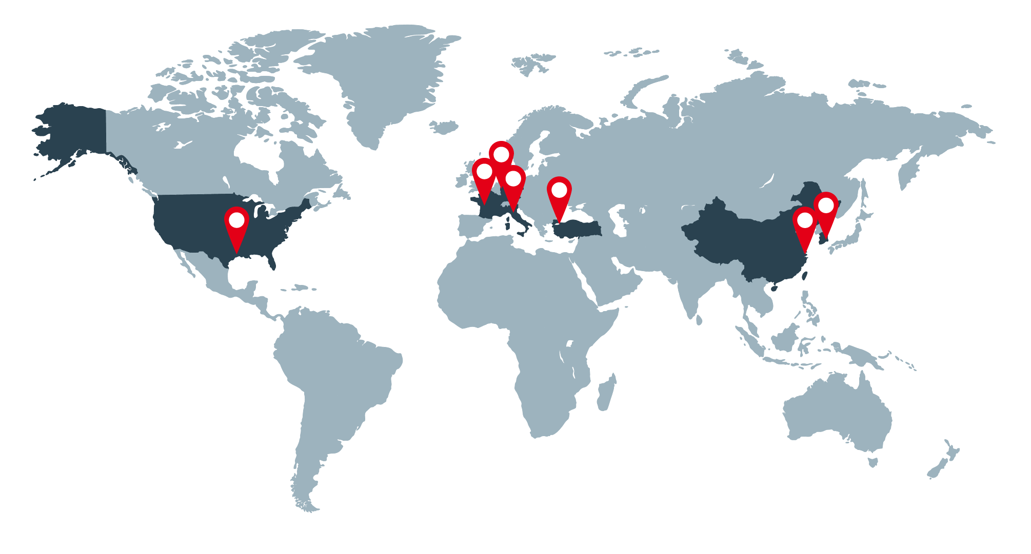 Weltkarte mit Standorten